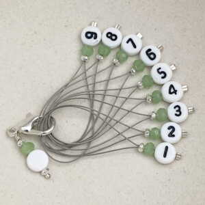 Stich marker set with numbers - Green & silver