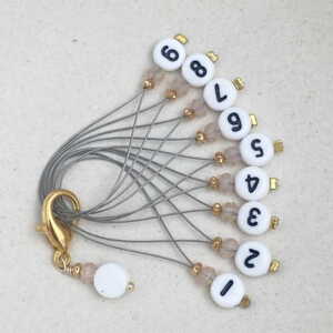 Stich marker set with numbers - Champagne & gold