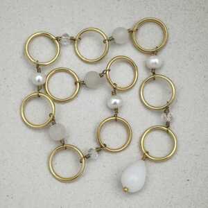Row Counter - White & gold - 10 rings