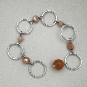 Row Counter - Peach & silver - 6 rings
