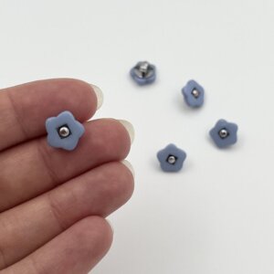 Button - plastic flower 10 mm - Medium blue