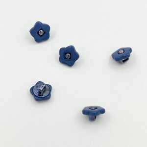 Button - plastic flower 10 mm - Blue