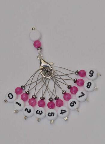 Stich marker set with numbers - Pink & silver