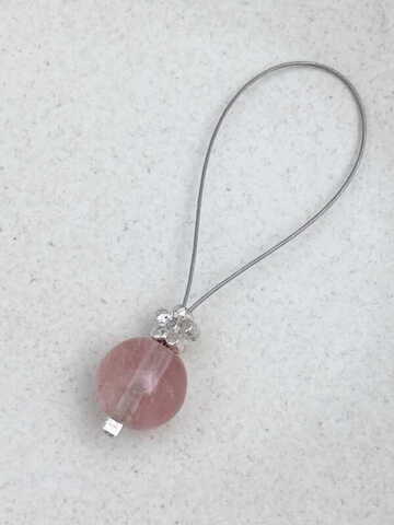 Cherry Quartz and Silver- fits needle 10-20 mm