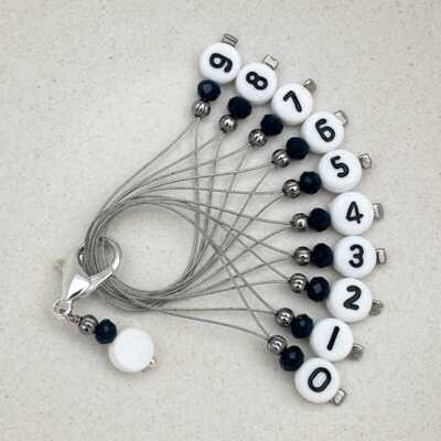 Stich marker set with numbers - Black & grey