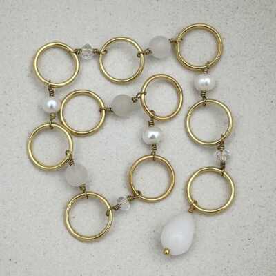 Row Counter - White & gold - 10 rings