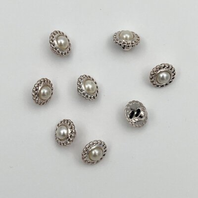Knap - sølv filigran med perlemor 11 mm