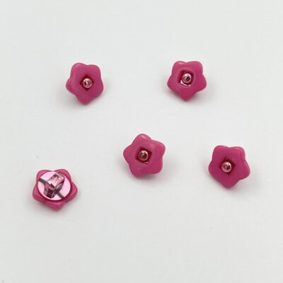 Knap - plastik blomst 10 mm - Pink