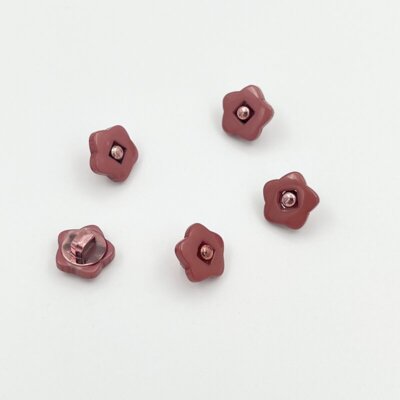 Knap - plastik blomst 10 mm - Burlwood