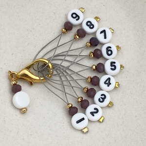 Stich marker set with numbers - Purple & gold