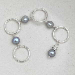 Row Counter - Grey freshwater pearls & silver - 4 rings
