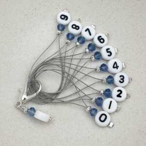 Stich marker set with numbers - Blue & silver