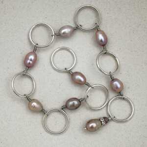Row Counter - Purple freshwater pearls & silver - 8 rings