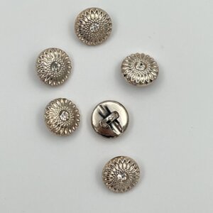 Knap - gylden stjerne med bling 18 mm